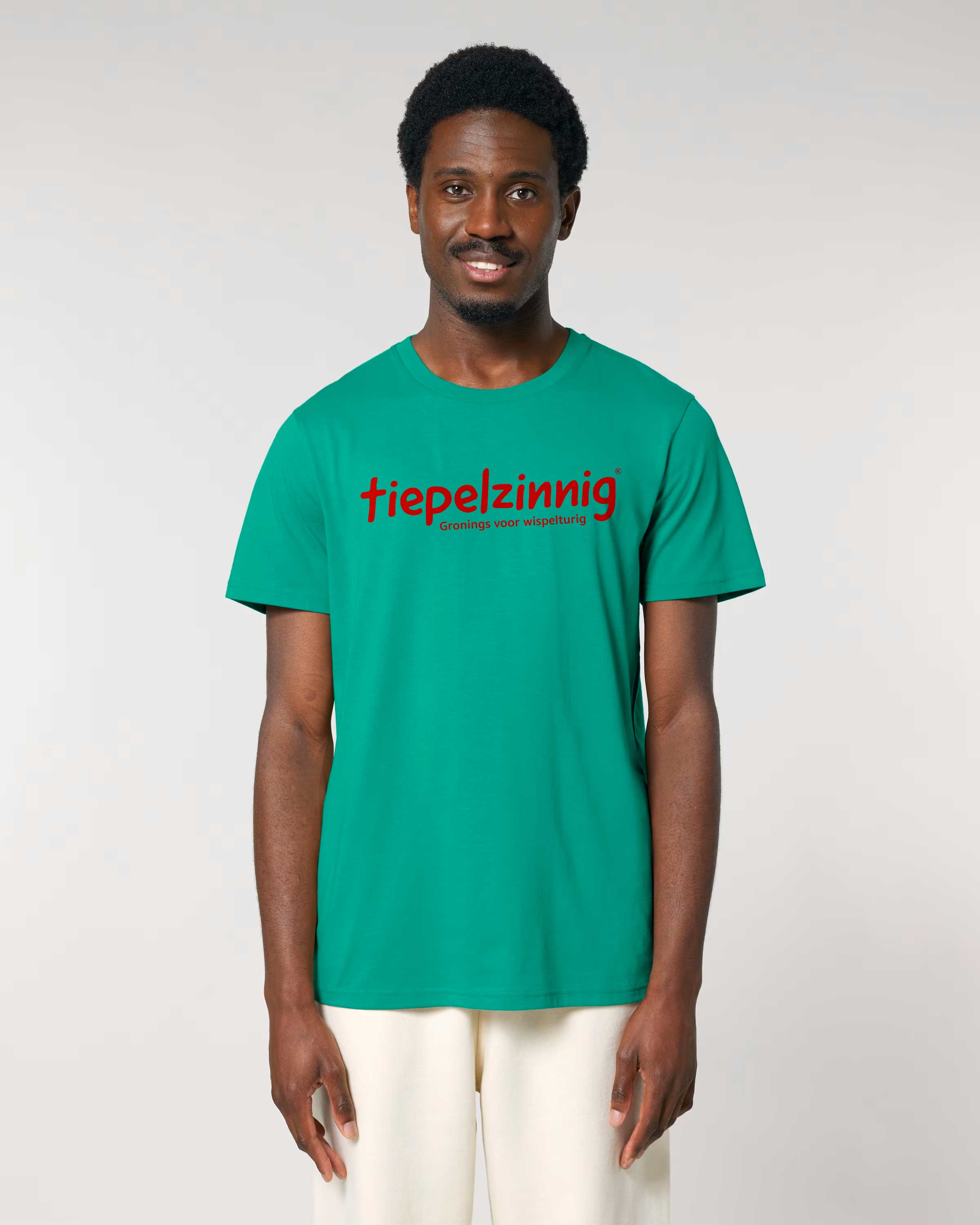 Heren Tshirt Groningse tekst  "tiepelzinnig"