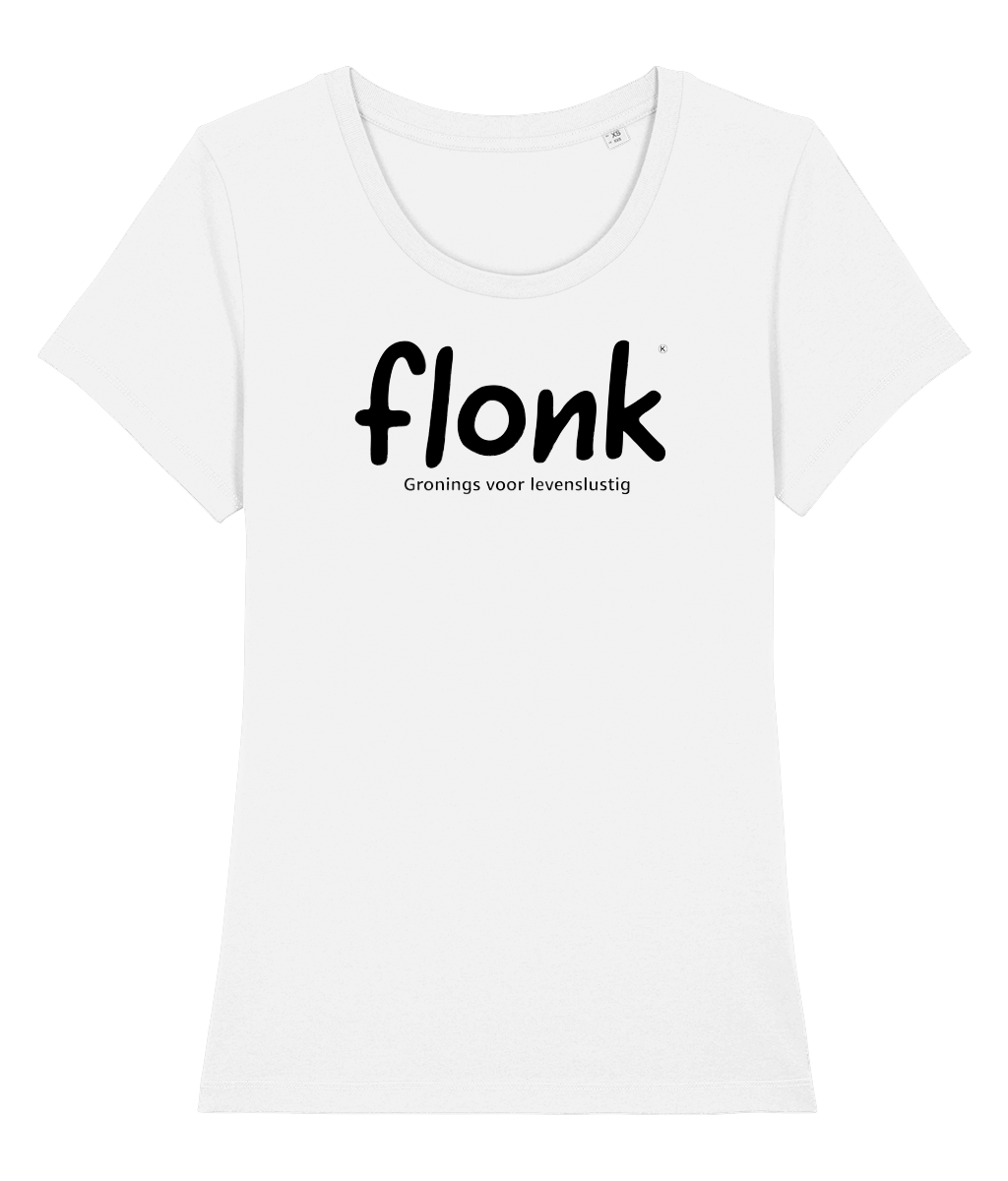 Dames Tshirt Groningse tekst  "flonk”