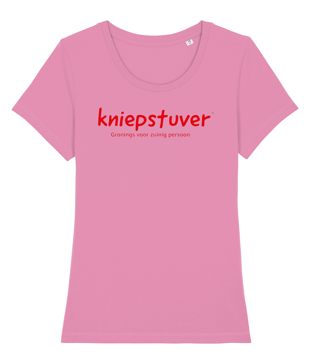 Dames Tshirt Groningse tekst "kniepstuver"
